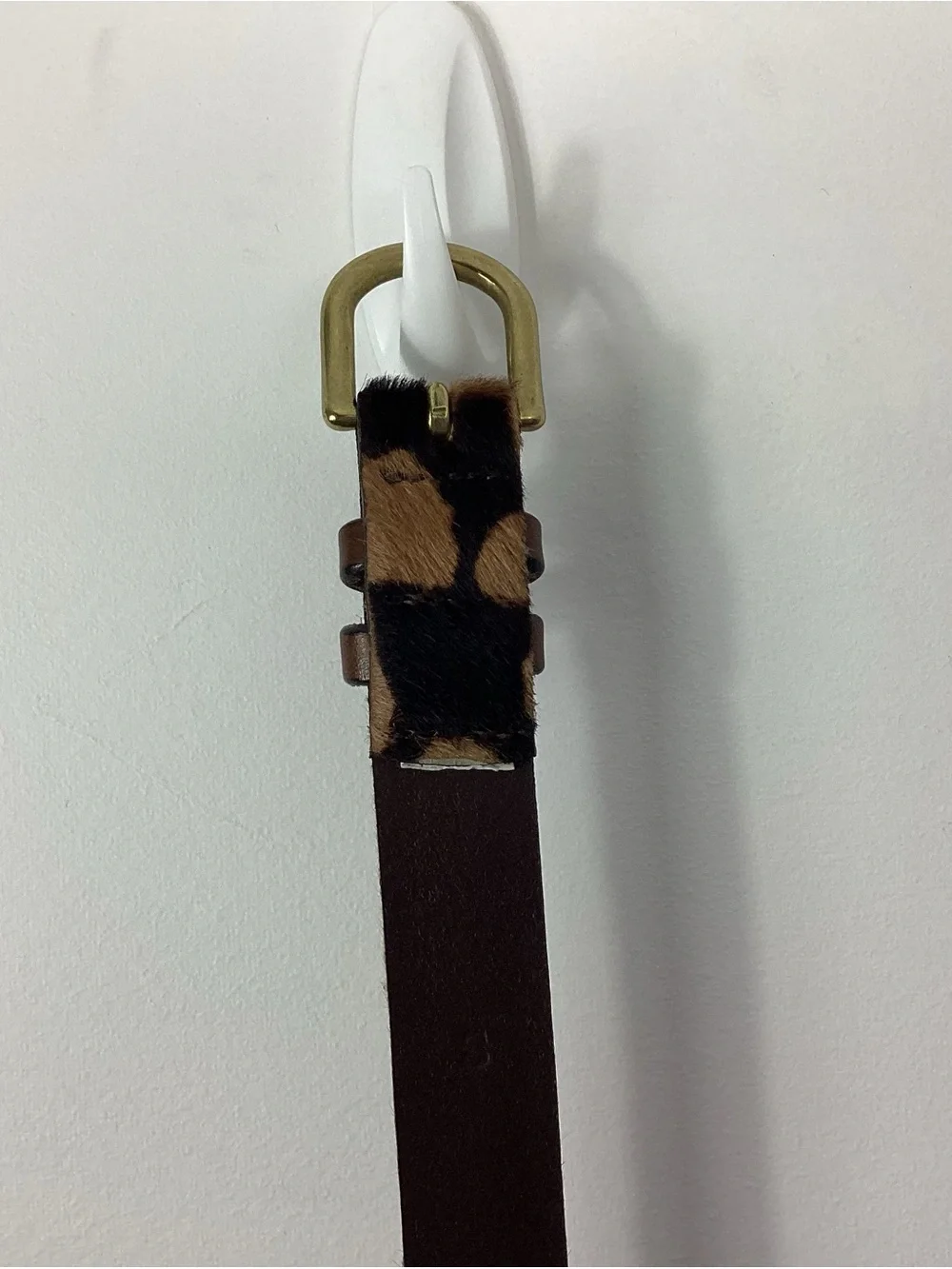 J. Crew Animal Print Calf Hair Leather Belt Size S